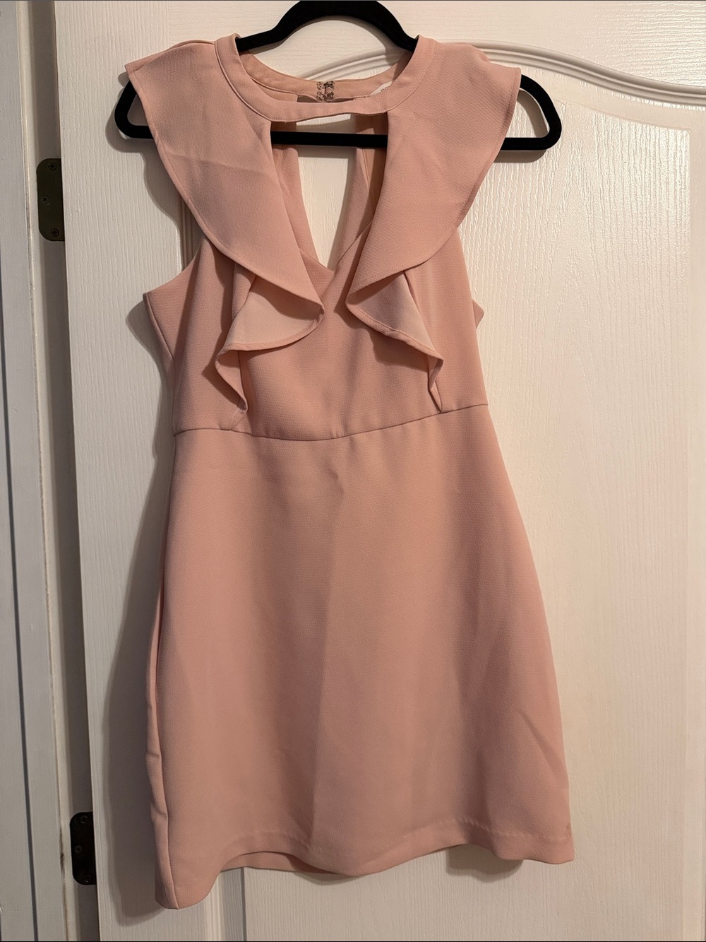 BCBGeneration Blush Pink Ruffle V-Neck Mini Dress